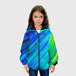 Куртка с капюшоном детская Неоновые синие лучи, цвет: 3D-черный — фото 2