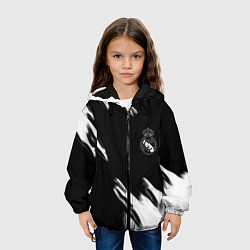 Куртка с капюшоном детская Real madrid белые краски текстура, цвет: 3D-черный — фото 2