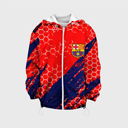 Куртка с капюшоном детская Барселона спорт краски текстура, цвет: 3D-белый