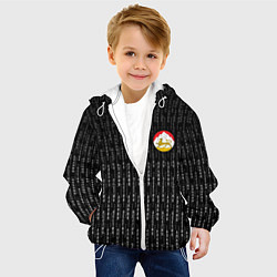 Куртка с капюшоном детская Осетия Алания герб на спине, цвет: 3D-белый — фото 2