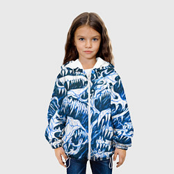 Куртка с капюшоном детская Белые клыки на синем фоне, цвет: 3D-белый — фото 2