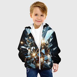 Куртка с капюшоном детская Текстура с осколками, цвет: 3D-белый — фото 2