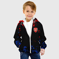 Куртка с капюшоном детская Арсенал Лондон краски, цвет: 3D-белый — фото 2