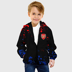 Куртка с капюшоном детская Арсенал Лондон краски, цвет: 3D-черный — фото 2