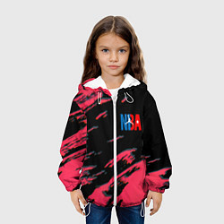 Куртка с капюшоном детская NBA краски текстура, цвет: 3D-белый — фото 2