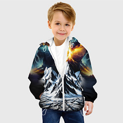 Куртка с капюшоном детская Молнии и горы, цвет: 3D-белый — фото 2