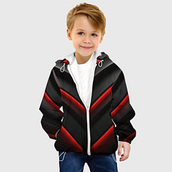 Куртка с капюшоном детская Красное свечение на черном, цвет: 3D-белый — фото 2