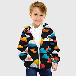 Куртка с капюшоном детская Цветные облака в черном небе, цвет: 3D-белый — фото 2