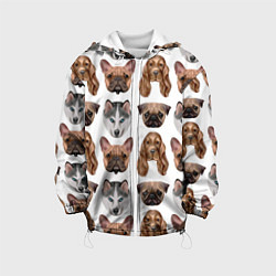 Куртка с капюшоном детская Текстура собак, цвет: 3D-белый