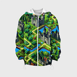 Куртка с капюшоном детская Heroes of Might and Magic - pixel map, цвет: 3D-белый