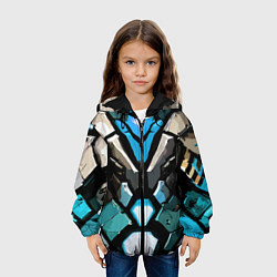 Куртка с капюшоном детская Синяя броня киберпанк, цвет: 3D-черный — фото 2