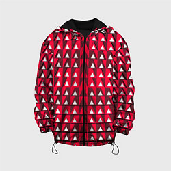 Куртка с капюшоном детская Белые треугольники на красном фоне, цвет: 3D-черный