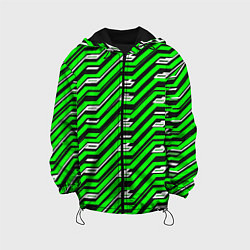 Детская куртка Чёрно-зелёный линейный узор киберпанк
