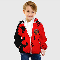 Куртка с капюшоном детская Герб России абстракция спорт текстура, цвет: 3D-белый — фото 2