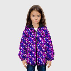 Куртка с капюшоном детская Фиолетовый узор и чёрная обводка, цвет: 3D-черный — фото 2