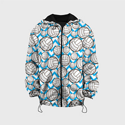 Куртка с капюшоном детская Мячи волейбольные паттерн, цвет: 3D-черный