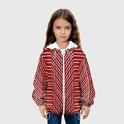 Куртка с капюшоном детская Белые линии на красном фоне, цвет: 3D-белый — фото 2