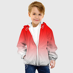 Куртка с капюшоном детская Красно белый градиент, цвет: 3D-белый — фото 2