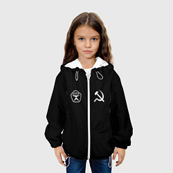 Куртка с капюшоном детская СССР гост три полоски на черном фоне, цвет: 3D-белый — фото 2