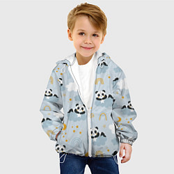 Куртка с капюшоном детская Панда на облаках, цвет: 3D-белый — фото 2