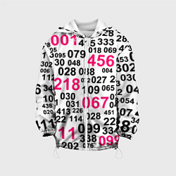 Куртка с капюшоном детская Игра в кальмара паттерн чисел, цвет: 3D-белый