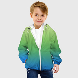 Куртка с капюшоном детская Градиент зелёно-голубой, цвет: 3D-белый — фото 2