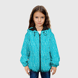 Куртка с капюшоном детская Паттерн лазурный голубой, цвет: 3D-черный — фото 2