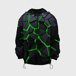 Куртка с капюшоном детская Зеленые плиты киберпанк, цвет: 3D-черный