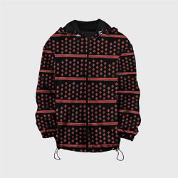 Куртка с капюшоном детская Красные круги и полосы, цвет: 3D-черный