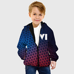 Куртка с капюшоном детская GTA 6 неоновые соты, цвет: 3D-черный — фото 2