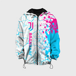 Куртка с капюшоном детская Juventus neon gradient style по-вертикали, цвет: 3D-черный