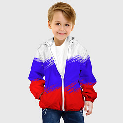 Куртка с капюшоном детская Триколор штрихи, цвет: 3D-белый — фото 2