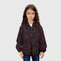Куртка с капюшоном детская Мозаика тёмно-красный, цвет: 3D-черный — фото 2