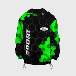 Куртка с капюшоном детская Ford green sport hexagon, цвет: 3D-черный