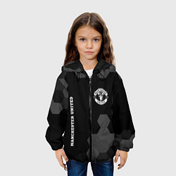 Куртка с капюшоном детская Manchester United sport на темном фоне вертикально, цвет: 3D-черный — фото 2