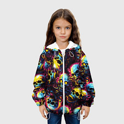 Куртка с капюшоном детская Разноцветные черепушки с щупальцами, цвет: 3D-белый — фото 2