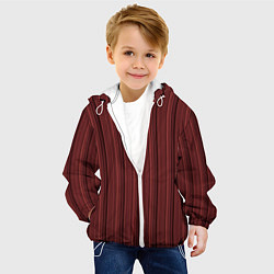 Куртка с капюшоном детская Тёмно-красный в полоску, цвет: 3D-белый — фото 2