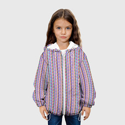 Куртка с капюшоном детская Искажённые цветные полосы, цвет: 3D-белый — фото 2