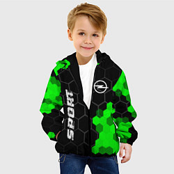 Куртка с капюшоном детская Opel green sport hexagon, цвет: 3D-черный — фото 2