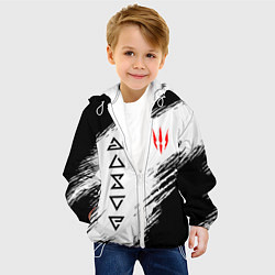 Куртка с капюшоном детская Магические знаки ведьмаков, цвет: 3D-белый — фото 2