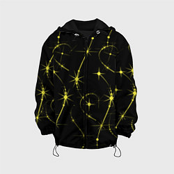 Куртка с капюшоном детская Паттерн золотых линий и звезд, цвет: 3D-черный