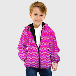 Куртка с капюшоном детская Розовые линии и белые полосы, цвет: 3D-черный — фото 2