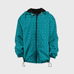 Куртка с капюшоном детская Геометрический синий узор, цвет: 3D-черный