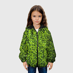 Куртка с капюшоном детская Зелёная трава листья, цвет: 3D-черный — фото 2