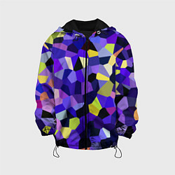 Куртка с капюшоном детская Мозаика фиолетовая, цвет: 3D-черный