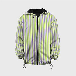 Куртка с капюшоном детская Светлый серо-зелёный полосатый, цвет: 3D-черный