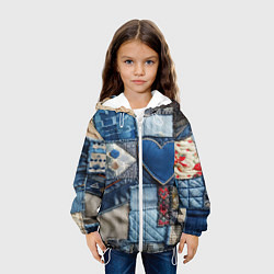 Куртка с капюшоном детская Джинсовый пэчворк - нейросеть, цвет: 3D-белый — фото 2