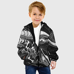 Куртка с капюшоном детская Абстрактный мрамор монохром, цвет: 3D-черный — фото 2