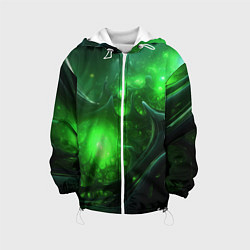 Куртка с капюшоном детская Зеленая кислотная яркая неоновая абстракция, цвет: 3D-белый