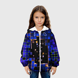 Куртка с капюшоном детская Окно в пространство - синие кубы, цвет: 3D-белый — фото 2